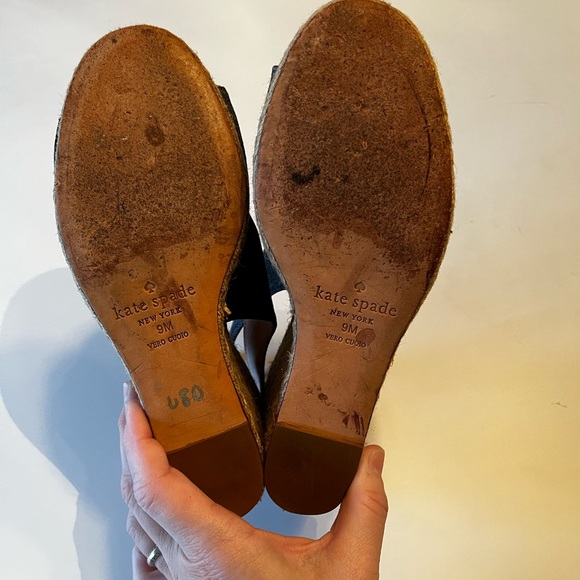 Kate‎ Spade wedge espadrille sandal denim bow sz 9 - Picture 3 of 4